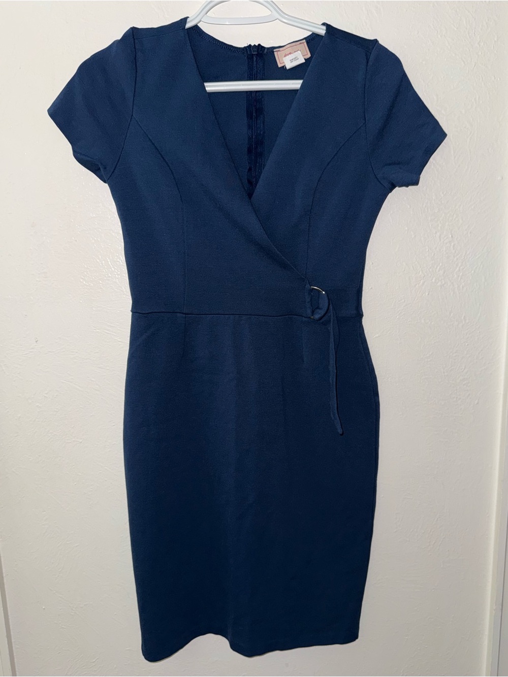 love...ady Navy Wrap-Front Midi Dress